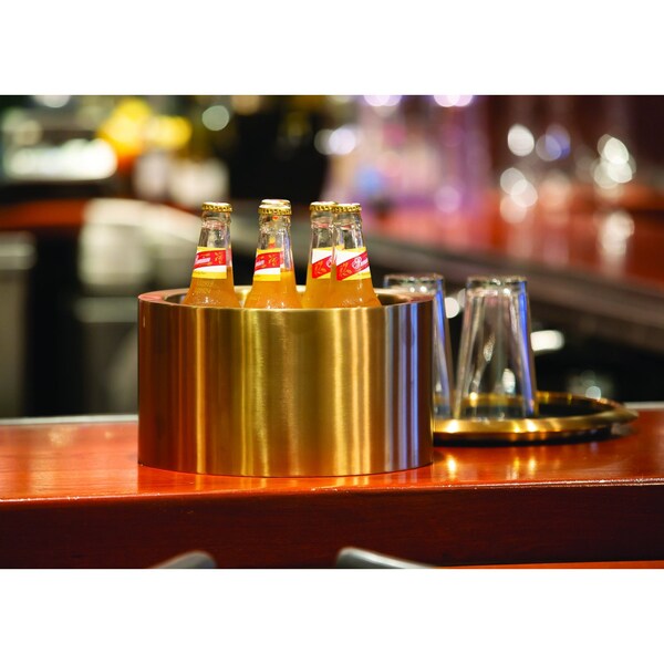 Service Ideas Double Wall Party Tub, 1.5 Gallon, Stainless Steel, Vintage Gold - PT2BSVG