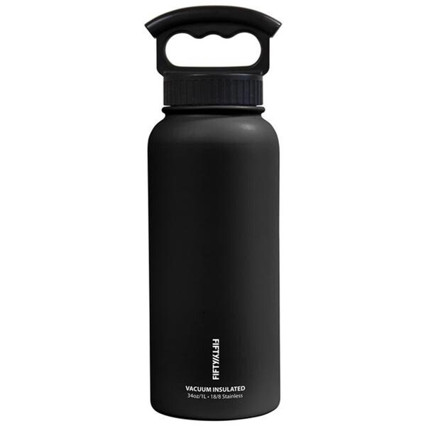 Icy-Hot Hydration 34 oz Matte Black Vacuum Insulated Bottle - 3 Finger Grip Lid, 4PK - V34001BK0