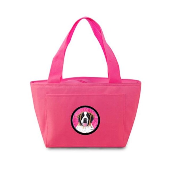 Carolines Treasures Carolines Treasures SC9129PK-8808 15 x 7 in. Saint Bernard Zippered Insulated School Washable and Stylish Lunch Bag Cooler; Pink - SC9129PK-8808