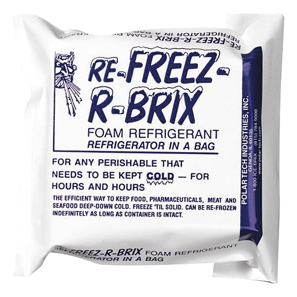 Polar-Tech Freezer Pack, White/Blue, Foam Refrigerant Impregnated With Aqueous Solution, 6 PK - RB 15