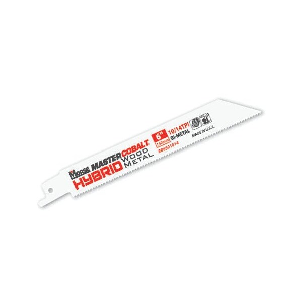 Morse Master Cobalt Reciprocating Saw Blade, 6 in L, 3/4 in W, 0.05 in Thickness, 10/14 TPI, Bi-Metal Cutt - RB6501014T05