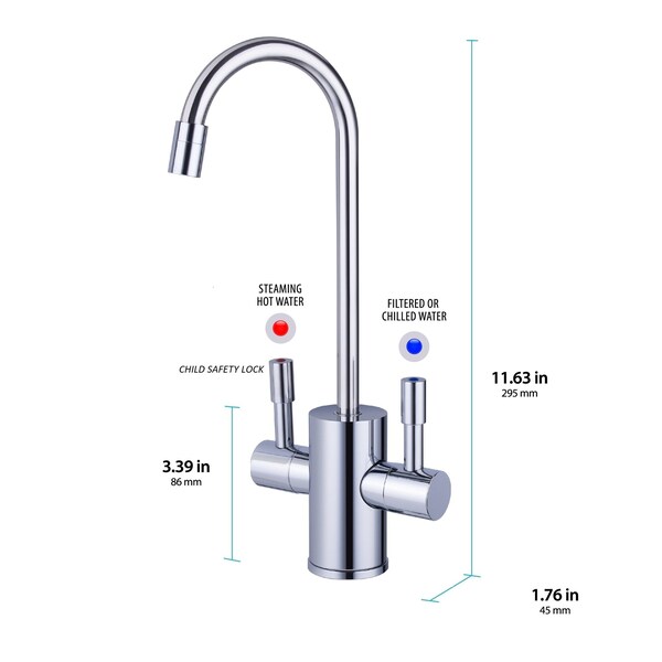 Ready Hot Polished Chrome Hot and Cold Water Faucet for Water Tanks, Includes Safety Lock - 42-RH-F560-CH