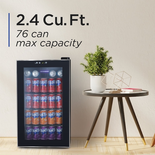 Black & Decker 2.4 Cu. Ft. Beverage Cooler with Double Pane Glass Door Drink Fridge with 76-Can Capacity - BDB26HB