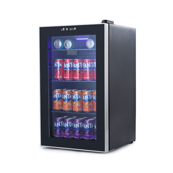 Black & Decker 2.4 Cu. Ft. Beverage Cooler with Double Pane Glass Door Drink Fridge with 76-Can Capacity - BDB26HB