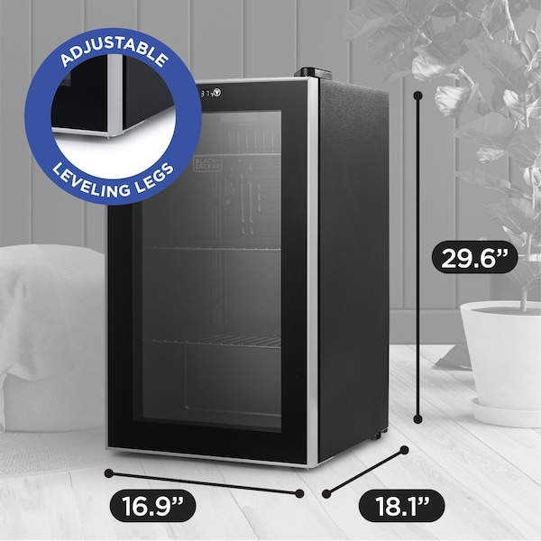 Black & Decker 2.4 Cu. Ft. Beverage Cooler with Double Pane Glass Door Drink Fridge with 76-Can Capacity - BDB26HB