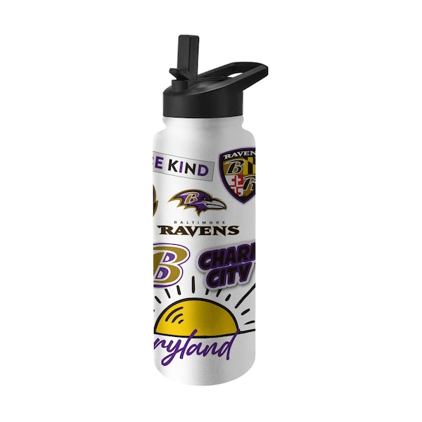 Logo Brands Baltimore Ravens 34oz Native Quencher Bottle - 603-S34QB-63