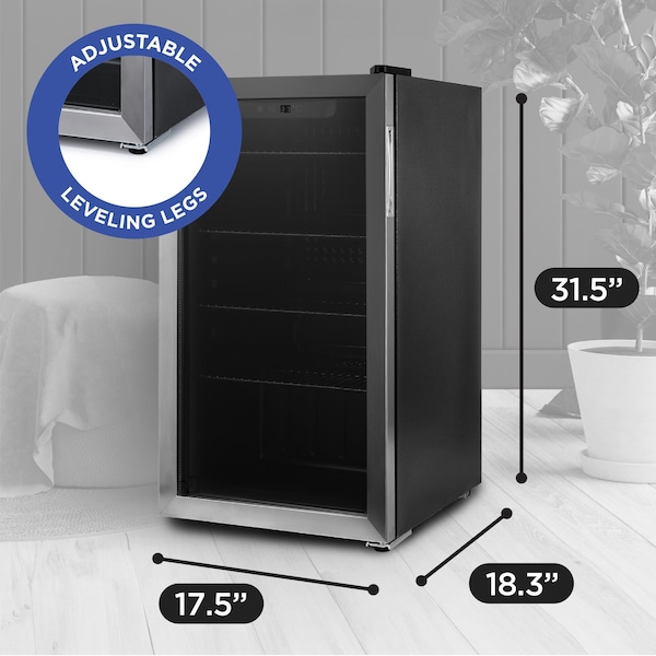 Black & Decker 3.3 Cu. Ft. Beverage Cooler with Double Pane Glass Door Drink Fridge with 112-Can Capacity - BDB31HS