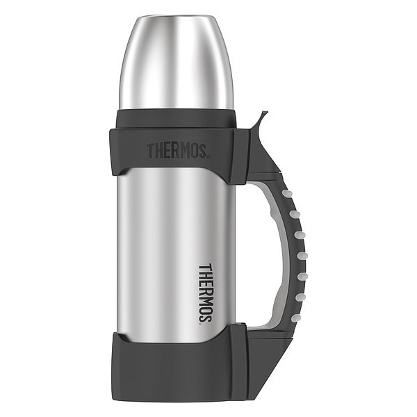 Thermos Stainless Steel Beverage Bottle, 1.1 qt, Stainless Steel/Black - 2510TRI2