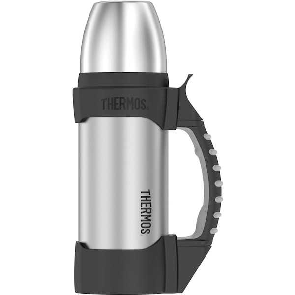 Thermos Stainless Steel Beverage Bottle, 1.1 qt, Stainless Steel/Black - 2510TRI2