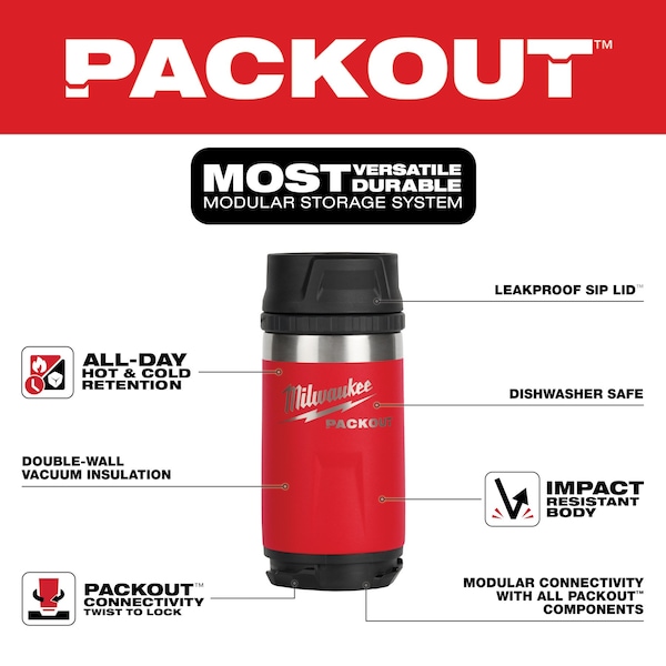 Milwaukee Tool PACKOUT 12oz Insulated Bottle - 48-22-8391R