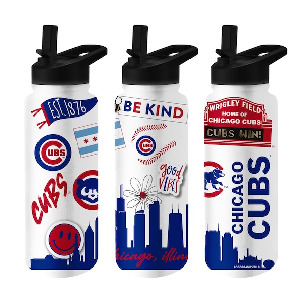 Logo Brands Chicago Cubs 34oz Native Quencher Bottle - 506-S34QB-63
