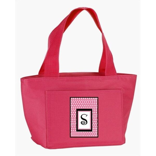 Carolines Treasures Carolines Treasures CJ1001-S-PK-8808 Monogram Letter S - Pink Black Polka Dots Lunch Bag or Doggie Bag - CJ1001-S-PK-8808