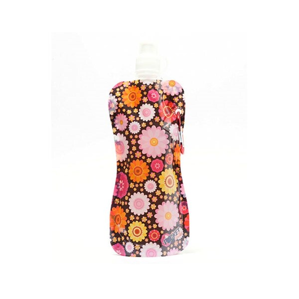 Zees Creations Zees Creations Flowers On Black Pocket Bottle With Brush - CB1035