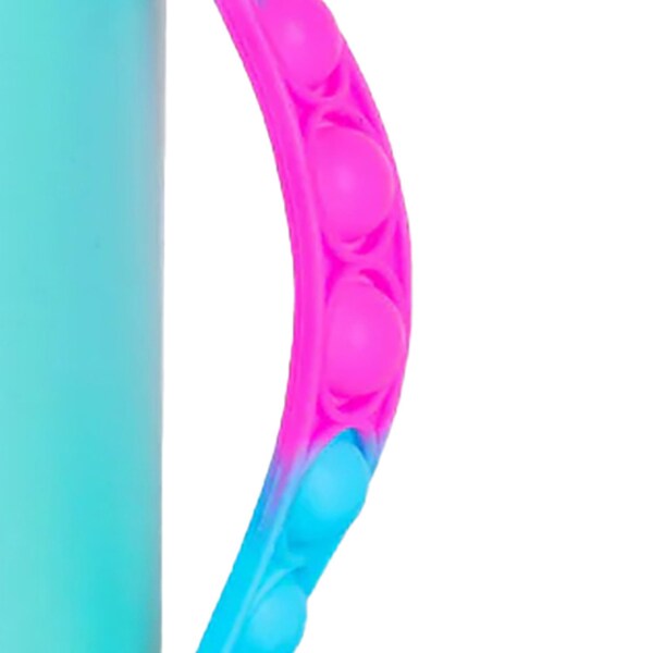 Elemental SS 14oz Fidget Water Bottle Thermos W/ Flip-open Sports Cap, Bubble Strap & 2 Straws, Blue Tie Dye - EB14PB18P