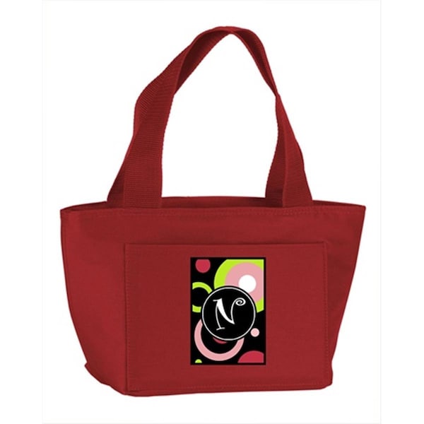 Beyondbasketball Monogram Letter N - Retro in Black Zippered Insulated School Washable and Stylish Lunch Bag Cooler - BE255881