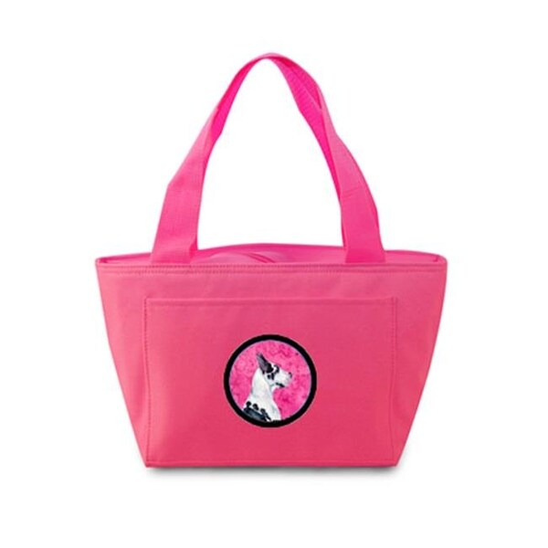 Carolines Treasures Carolines Treasures LH9371PK-8808 Pink Great Dane Zippered Insulated School Washable And Stylish Lunch Bag Cooler - LH9371PK-8808