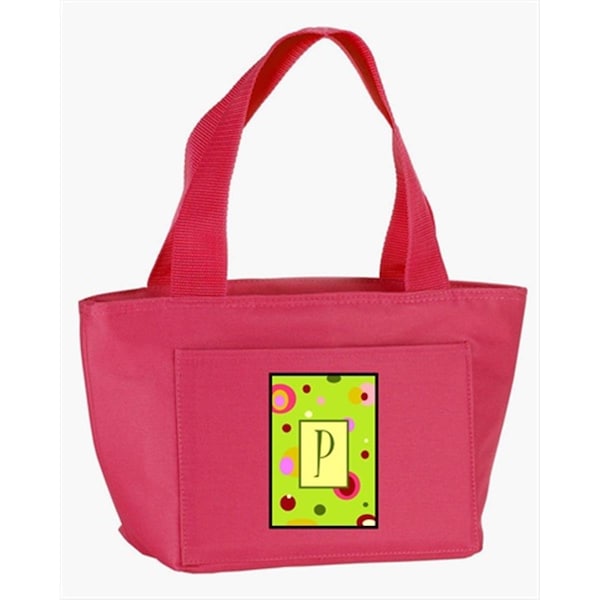 Beyondbasketball Monogram Letter P - Lime Green Zippered Insulated School Washable and Stylish Lunch Bag Cooler - BE888666