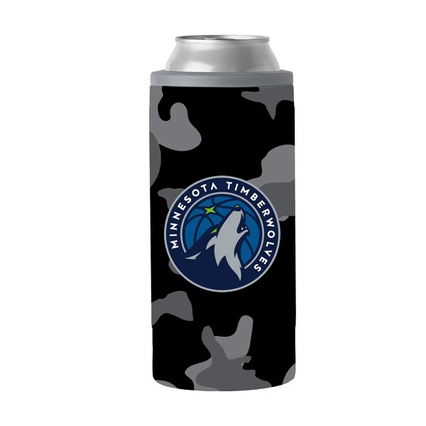 Logo Brands Minnesota Timberwolves Black Camo 12oz Slim Can Coolie - 717-S12C-X15B