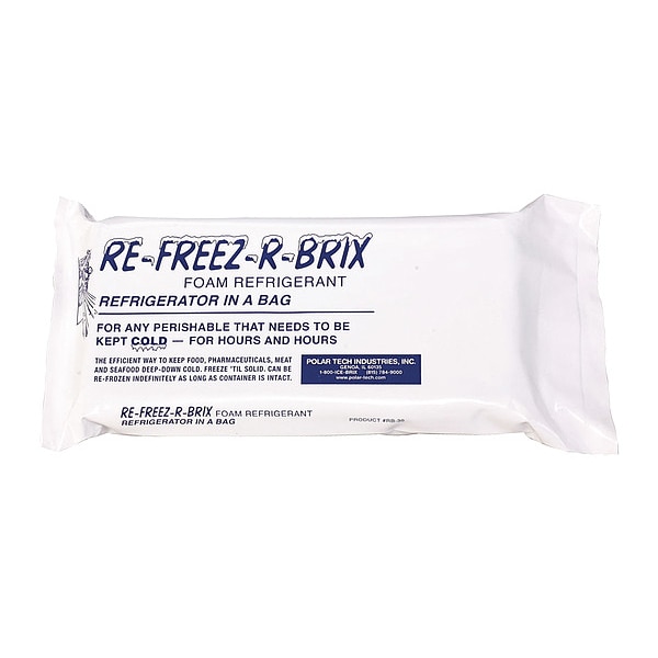 Polar-Tech Freezer Pack, White/Blue, Foam Refrigerant Impregnated With Aqueous Solution, 3 PK - RB 30