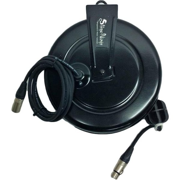 Stage Ninja XLR-48-S Carrete de Cable XLR Hembra Retráctil de 42 pies - Negro - XLR-48-S