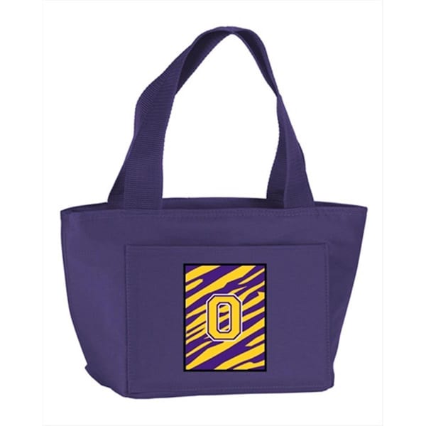 Beyondbasketball Monogram Letter O - Tiger Stripe- Purple Insulated Cooler Lunch Bag - BE2924888