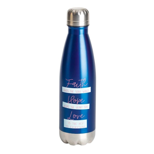 Dicksons 17 oz Faith Hope Love Water Bottle, Blue - SSWBBL-7