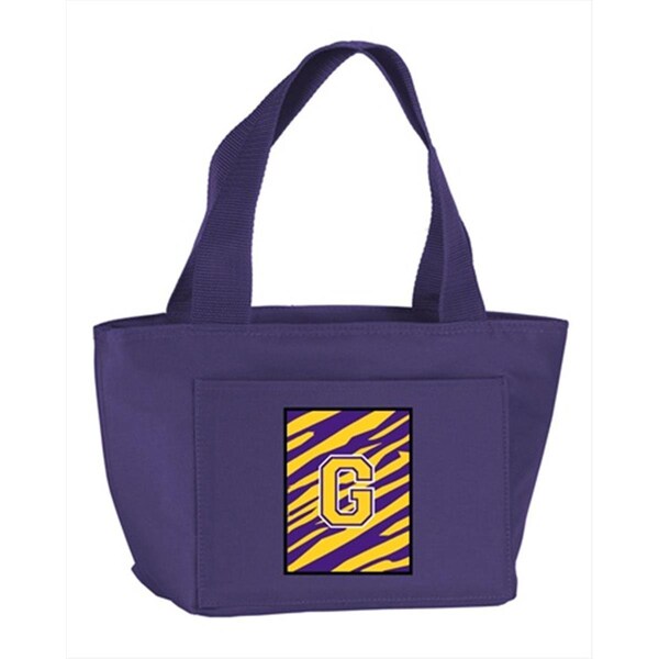 Beyondbasketball Monogram Letter G - Tiger Stripe- Purple Insulated Cooler Lunch Bag - BE2930829
