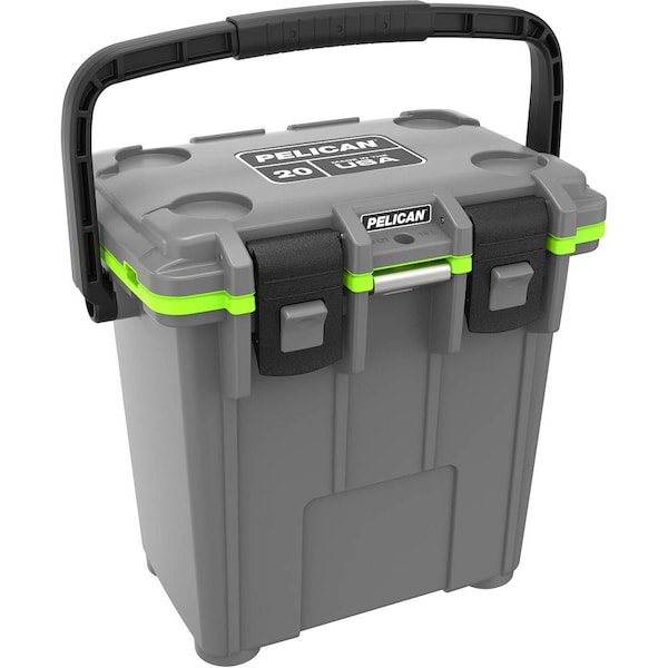 Pelican Cooler, 18.8 x 12.6 x 17.7 in, Gy/Gn - 20QT