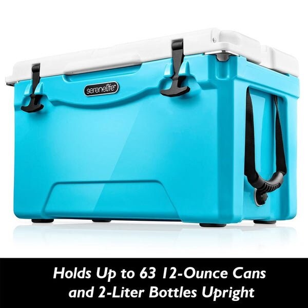 Serenelife Portable Cooler Box - Holds Up to 63 Cans, Keeps Ice Up to 5 Days, Heavy-Duty 50-Quart (Blue) - SLCB50BL