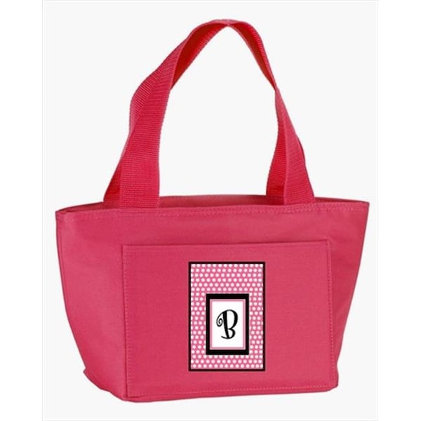 Carolines Treasures Carolines Treasures CJ1001-B-PK-8808 Monogram Letter B - Pink Black Polka Dots Lunch Bag or Doggie Bag - CJ1001-B-PK-8808