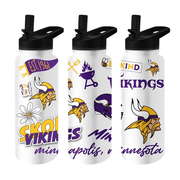 Logo Brands Minnesota Vikings 34oz Native Quencher Bottle - 618-S34QB-63