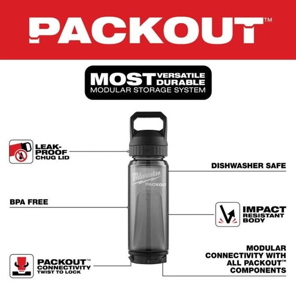 Milwaukee Tool PACKOUT 25oz Bottle with Chug Lid - 48-22-8371B