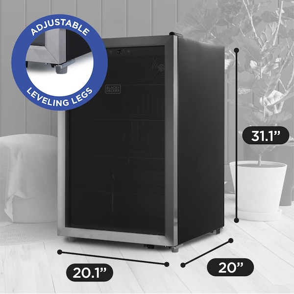 Black & Decker 4.4 Cu. Ft. Beverage Cooler with Double Pane Glass Door Drink Fridge with 160-Can Capacity - BDB44LS