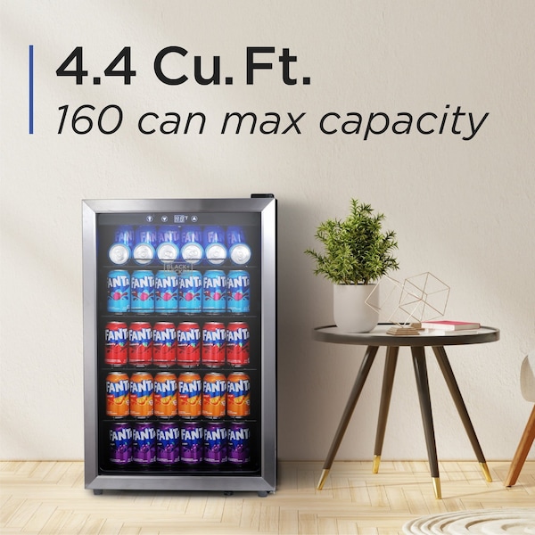 Black & Decker 4.4 Cu. Ft. Beverage Cooler with Double Pane Glass Door Drink Fridge with 160-Can Capacity - BDB44LS