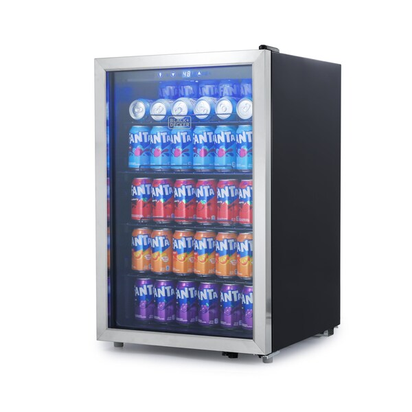 Black & Decker 4.4 Cu. Ft. Beverage Cooler with Double Pane Glass Door Drink Fridge with 160-Can Capacity - BDB44LS