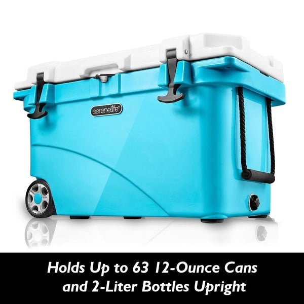Serenelife Portable Cooler Box - Holds Up to 63 Cans, Keeps Ice Up to 5 Days, Heavy-Duty 45-Quart (Blue) - SLCB45BL