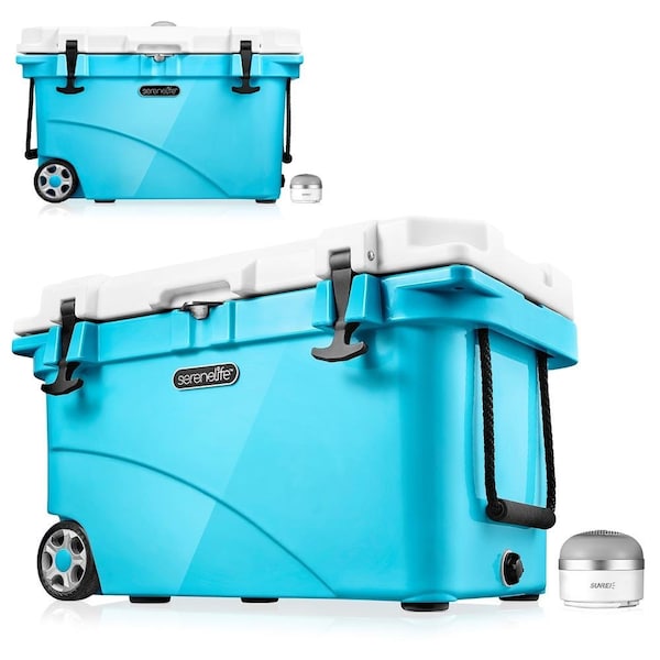 Serenelife Portable Cooler Box - Holds Up to 63 Cans, Keeps Ice Up to 5 Days, Heavy-Duty 45-Quart (Blue) - SLCB45BL