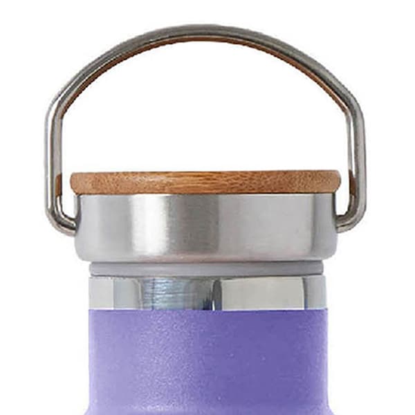 Elemental Classic Stainless Steel 25oz Water Bottle Thermos with Screw-on Lid and Metal Ring, Lavender - EB25LV1