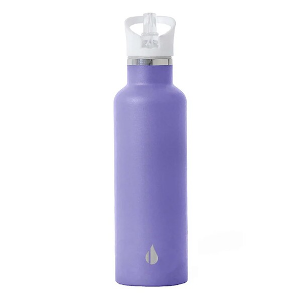 Elemental Classic Stainless Steel 25oz Water Bottle Thermos with Screw-on Lid and Metal Ring, Lavender - EB25LV1