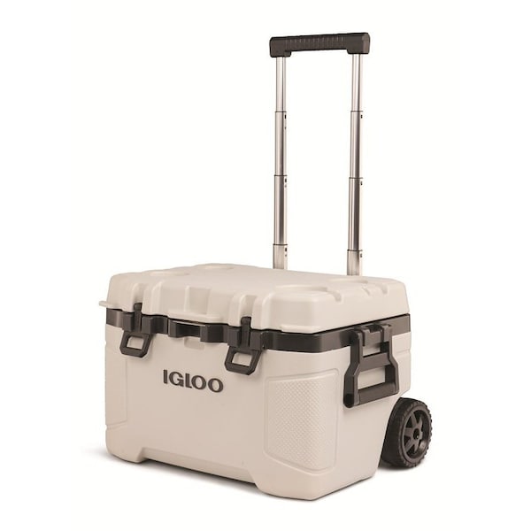Igloo Trailmate Series 0034940 Wheeled Cool Box, 52 qt Cooler, Plastic, Bone, 5 day Ice Retention - 34940