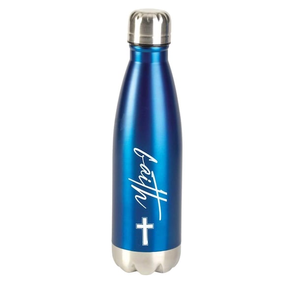 Dicksons 17 oz Cross with Faith Water Bottle, Blue - SSWBBL-1