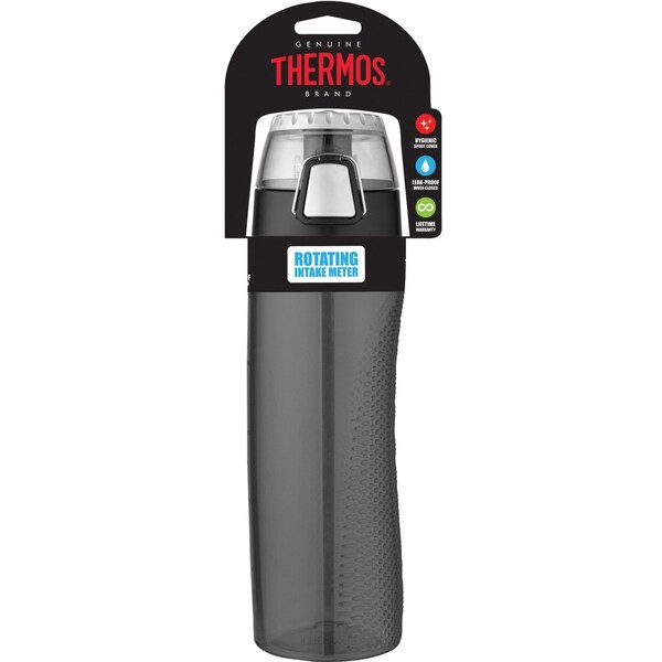 Thermos BPA Free Plastic Hydration Bottle w/Meter, 24 oz., Smoke - HP4100SMTRI6
