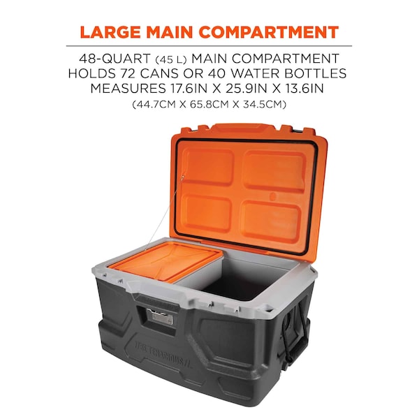 Ergodyne Industrial Hard Sided Cooler 5171, Orange/Gray, 48qt, 20PK - 13173