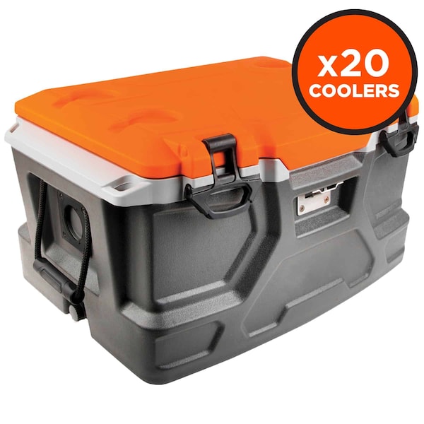 Ergodyne Industrial Hard Sided Cooler 5171, Orange/Gray, 48qt, 20PK - 13173