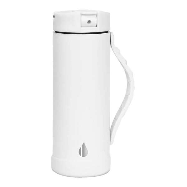 Elemental SS 14oz Fidget Water Bottle Thermos W/ Flip-open Sports Cap, Bubble Strap & 2 Straws, Wht - EB14WTD4P