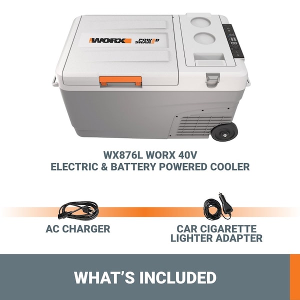 Worx 20V 5Ah Power Share Electric and Battery Powered Cooler, No Battery and Charger Included, Tool Only - WX876L.9