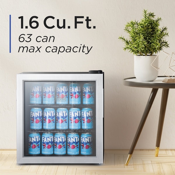 Black & Decker 1.7 Cu. Ft. Beverage Cooler with Double Pane Glass Door Drink Fridge with 63-Can Capacity - BDB16HS
