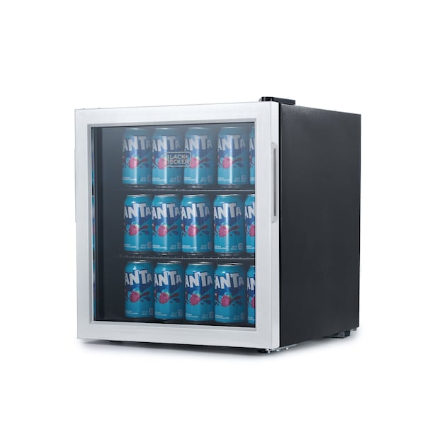 Black & Decker 1.7 Cu. Ft. Beverage Cooler with Double Pane Glass Door Drink Fridge with 63-Can Capacity - BDB16HS