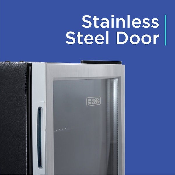 Black & Decker 1.7 Cu. Ft. Beverage Cooler with Double Pane Glass Door Drink Fridge with 63-Can Capacity - BDB16HS