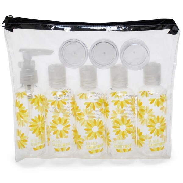 Pujas Miami CarryOn 9 Piece TSA Approved Travel Bottle Set - BPA Free Daisies - PU3661067